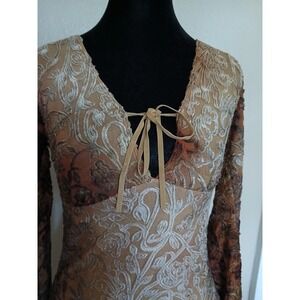 Glam Babydoll Top Fairy Mesh Y2k Vintage Velvet Animal Print Long Flare Sleeve